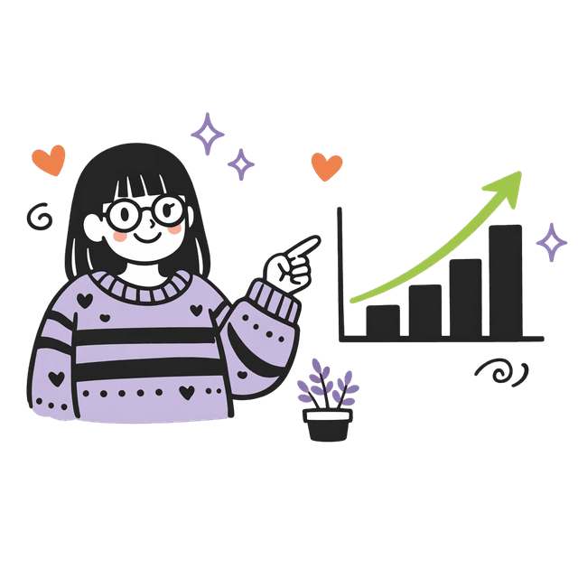 Ilustração de uma pessoa analisando gráficos de gastos